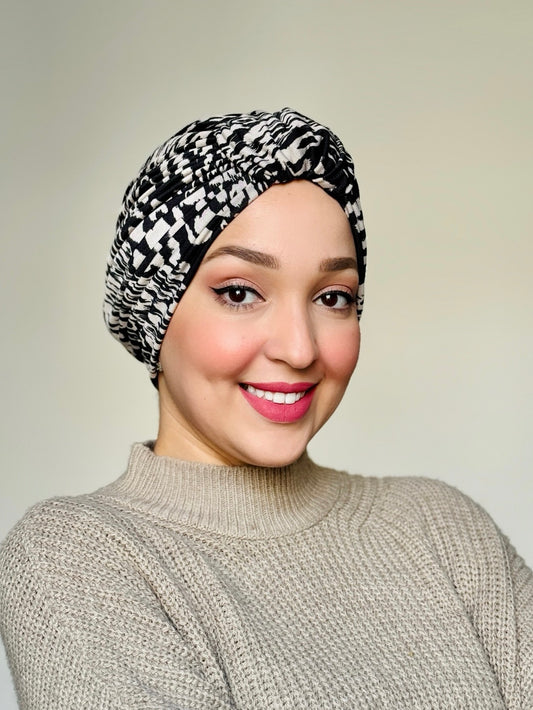 Turban Léopard Noir & Taupe